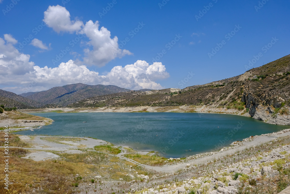 Landscape view of Gemasogeia dam in Cyprus.