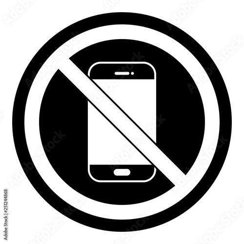 Smartphone verboten - Schild - Piktogramm - schwarz weiß 
