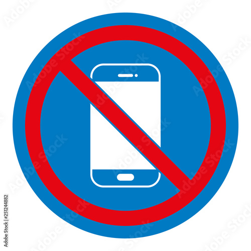 Smartphone verboten - Schild - Piktogramm - rot blau weiß 