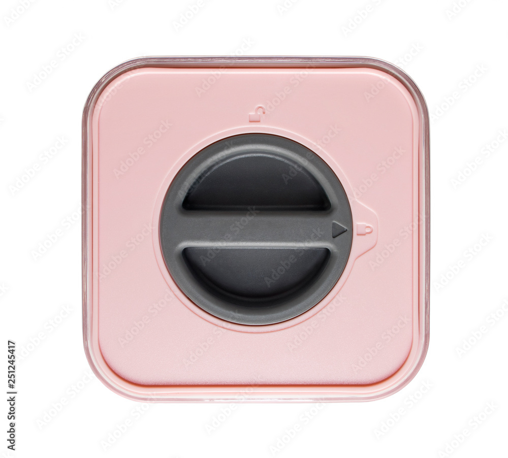 Casserole with pink cover - top view Casserole with pink cover - top view