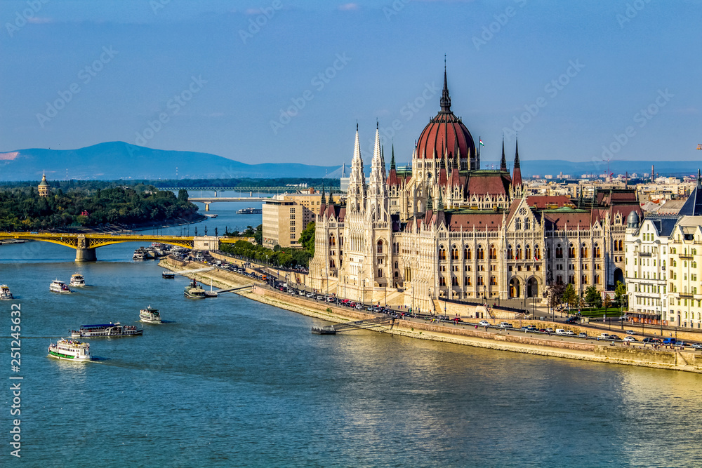 Danube River leading to Hungarian Parliament