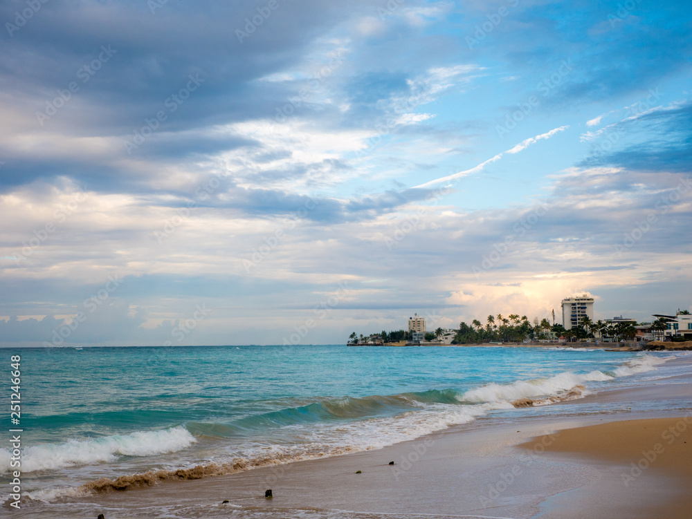 Beautiful sunset at Ocean Park beach in San Juan, Puerto Rico Stock ...