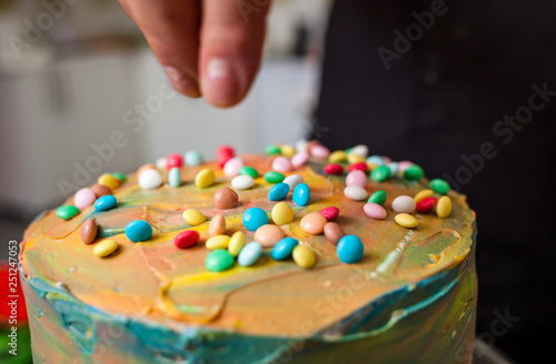 Preparation of cake and carnival pastries.