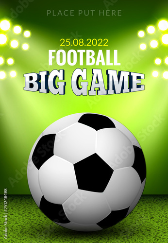 Vector football poster or flyer template. Soccer design sports. Game competition event