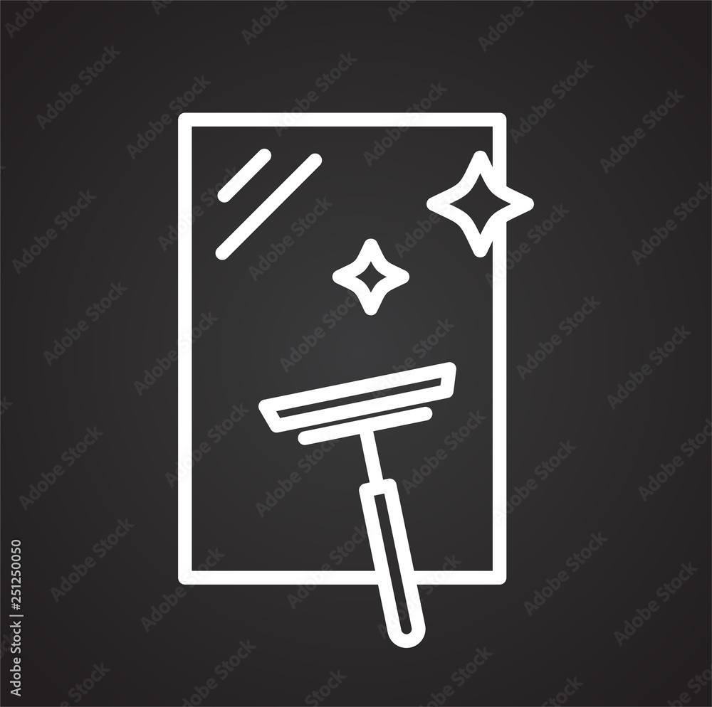 Glass cleaning line icon on black background for graphic and web design, Modern simple vector sign. Internet concept. Trendy symbol for website design web button or mobile app Glass cleaning line icon on black background for graphic and web design, Modern simple vector sign. Internet concept. Trendy symbol for website design web button or mobile app