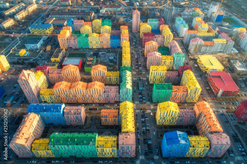 Aerial view of the colorful...