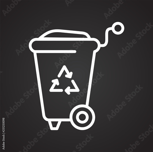 Trash bin line icon on black background for graphic and web design, Modern simple vector sign. Internet concept. Trendy symbol for website design web button or mobile app
