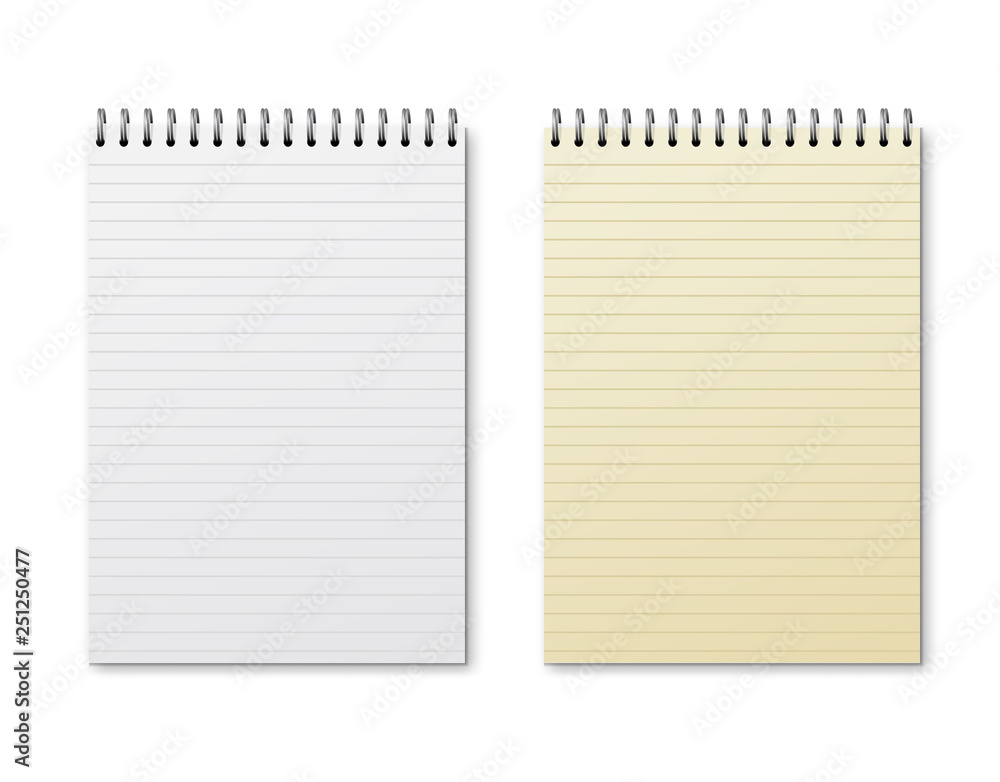 Realistic notebook design. Diary blank office document. Note book sheet Realistic notebook design. Diary blank office document. Note book sheet