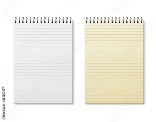 Realistic notebook design. Diary blank office document. Note book sheet