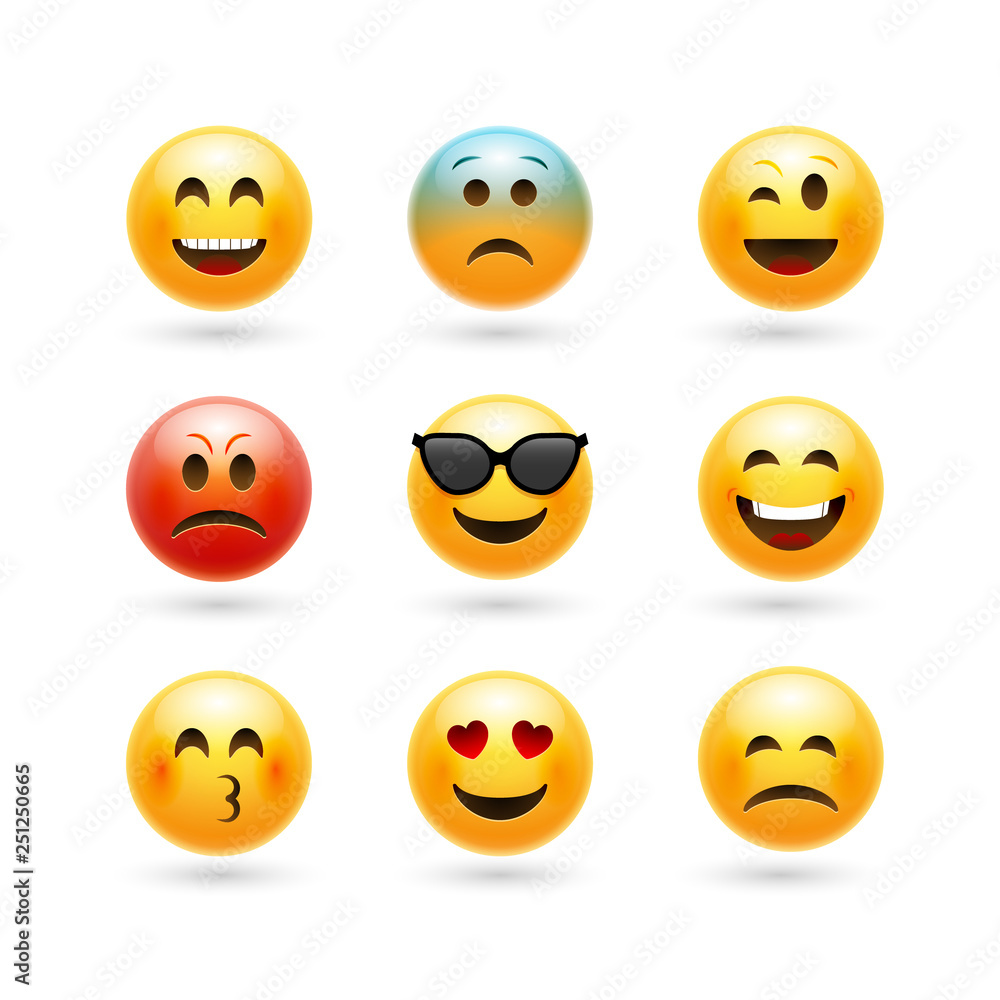 Vector emoticons emoji set. Smile face character for chat web Vector emoticons emoji set. Smile face character for chat web