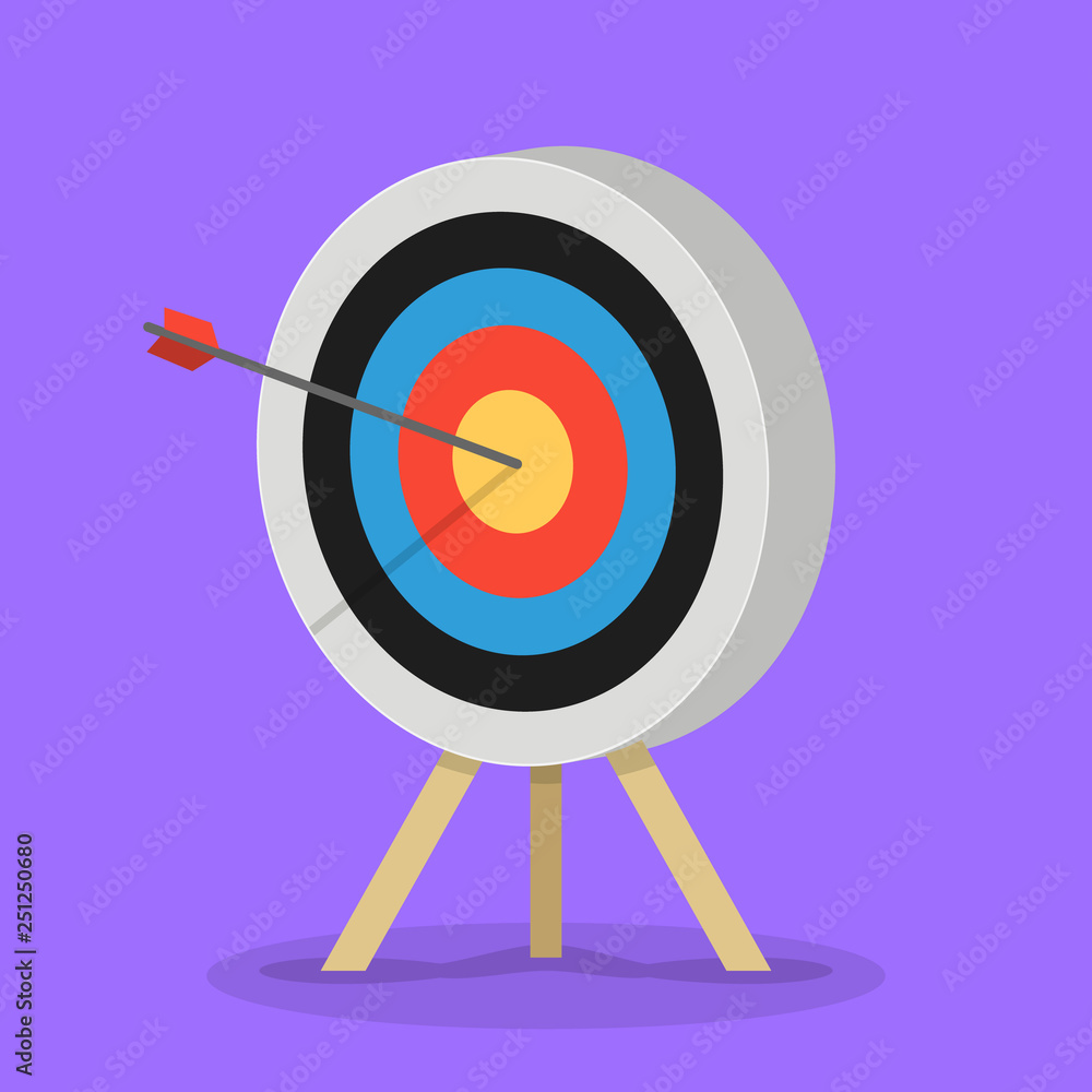 Target with arrow. Business success concept. Vector flat target isolated icon Target with arrow. Business success concept. Vector flat target isolated icon