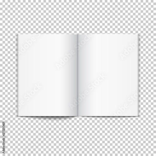 Blank opened magazine template. Open book page clean booklet or magazine template background