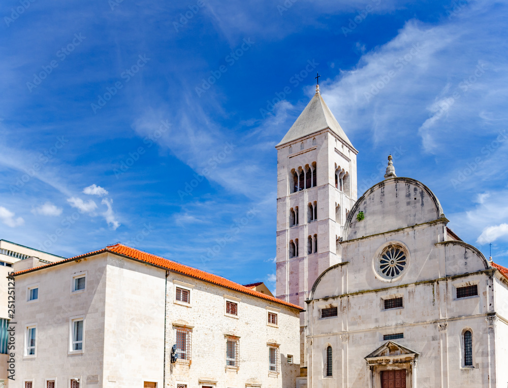 St. Donat church, forum and Cathedral of St. Anastasia bell tower in Zadar.