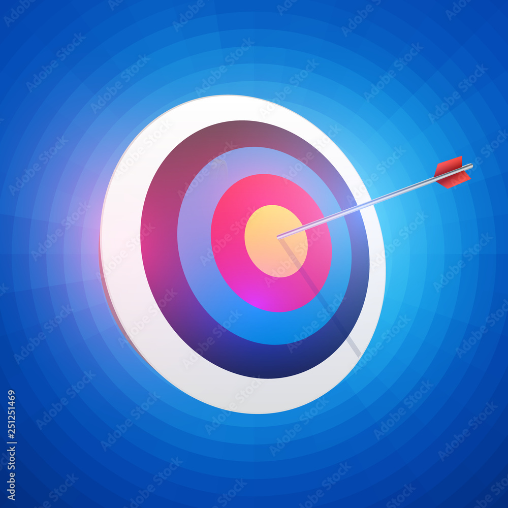 Target with arrow. Business success concept. Vector flat target isolated icon Target with arrow. Business success concept. Vector flat target isolated icon