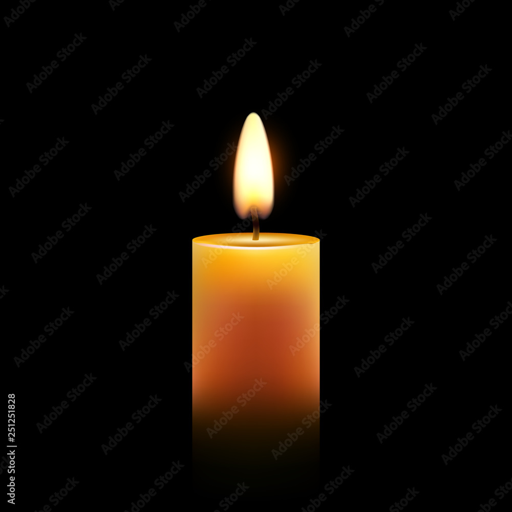 Vector candle wax isolated decoration. Candlelight flame for celebration. Glowing realistic candle light on transparent Vector candle wax isolated decoration. Candlelight flame for celebration. Glowing realistic candle light on transparent