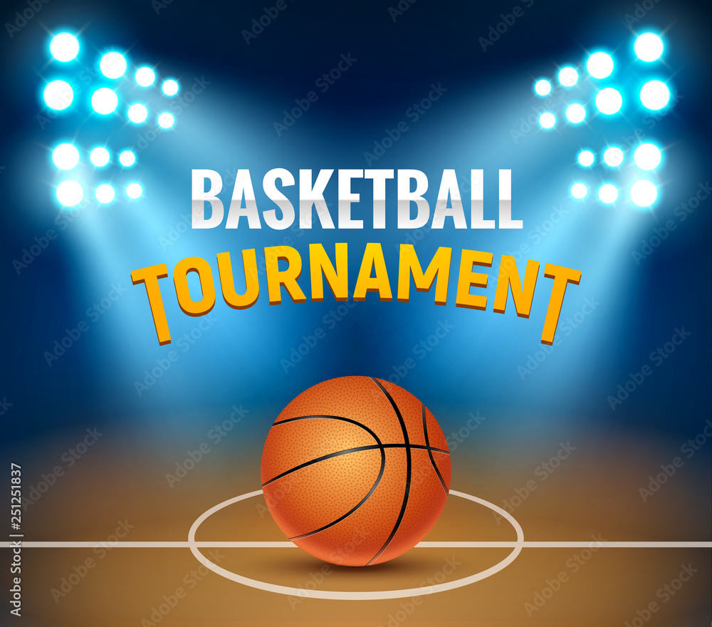 Vecteur Stock Basketball vector tournament background. Basketball court  arena game poster. Banner realistic design basket template | Adobe Stock