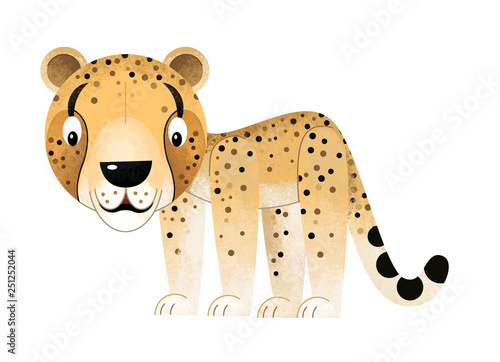 cartoon scene with cheetah on white background - illustration for children