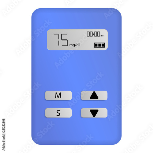 Medical glucose meter icon. Realistic illustration of medical glucose meter vector icon for web design isolated on white background