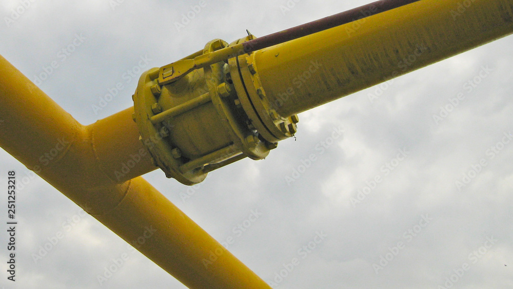 The crane on the gas pipeline The crane on the gas pipeline