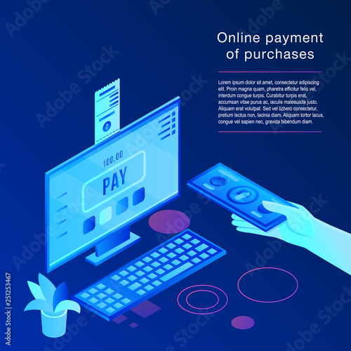 Online payment concept background. Isometric illustration of online payment vector concept background for web design