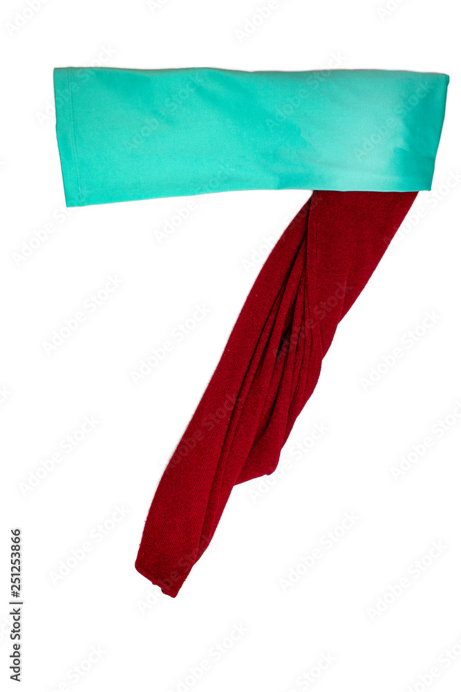 Number seven (7) different colored clothes on a white background. Isolated Number seven (7) different colored clothes on a white background. Isolated