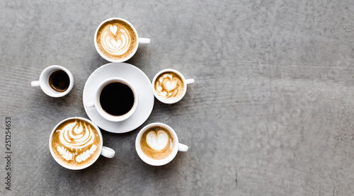 Aerial view of various coffee