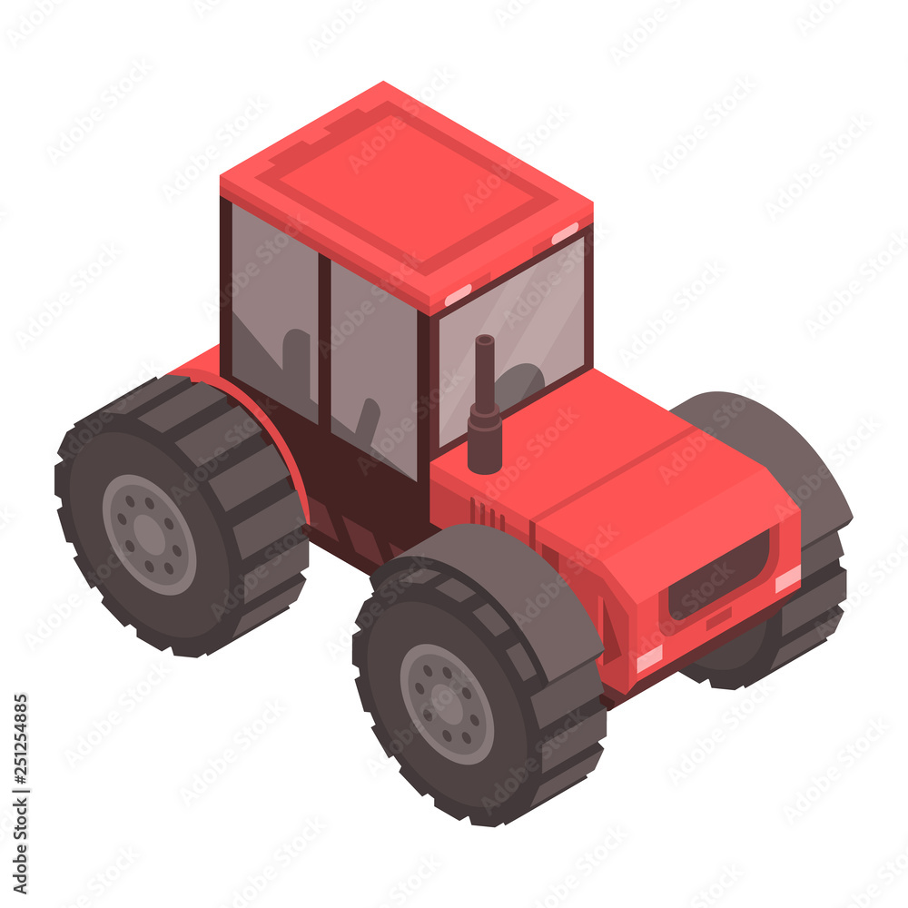 Obraz premium Red tractor icon. Isometric of red tractor vector icon for web design isolated on white background