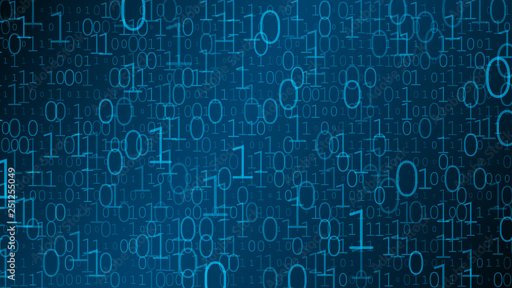 Background of zeros and ones in blue colors Background of zeros and ones in blue colors
