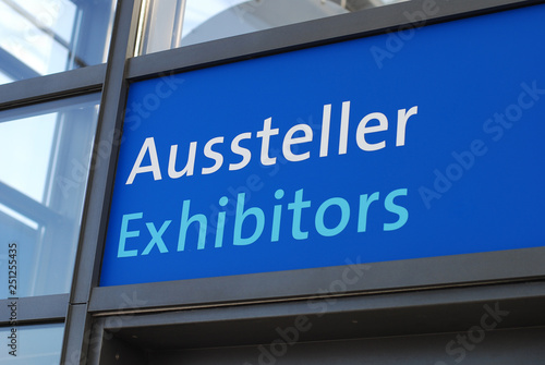 Rectangular blue aussteller exhibitors sign