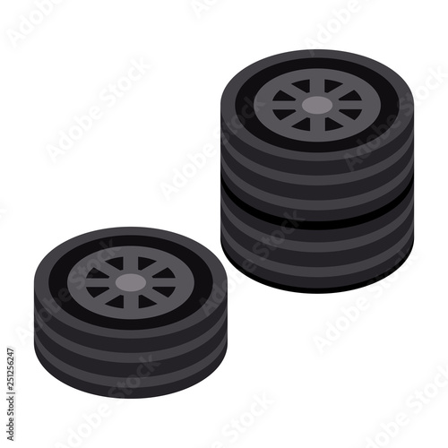 Stack of car wheel icon. Isometric of stack of car wheel vector icon for web design isolated on white background