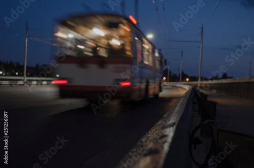 Trolleybus on bridge