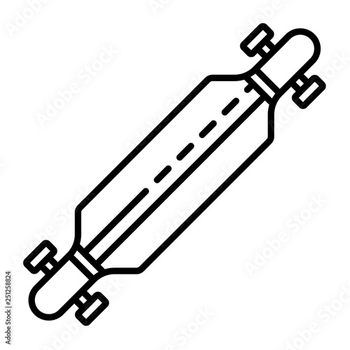 Longboard icon. Outline longboard vector icon for web design isolated on white background