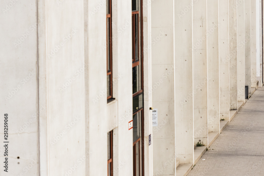 A facade building with doors and windows A facade building with doors and windows