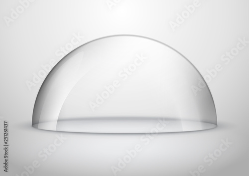 Glass dome container mock-up. Plastic dome model cover for exhibition isolated. Blank vector transparent dome © kolonko