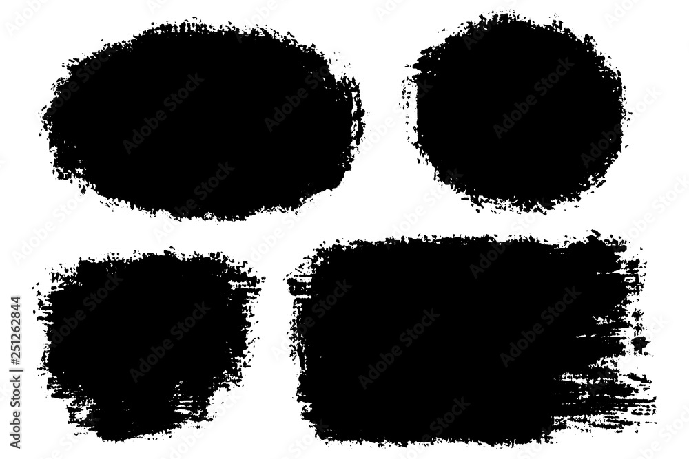 Vector set of big hand drawn brush strokes with splashes, stains for backdrops. Monochrome design elements set. One color monochrome artistic hand drawn backgrounds various shapes. Vector set of big hand drawn brush strokes with splashes, stains for backdrops. Monochrome design elements set. One color monochrome artistic hand drawn backgrounds various shapes.