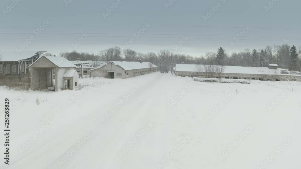 The aerial view of the snowy ground on a winter season The aerial view of the snowy ground on a winter season