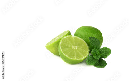 citrus lime fruit with mint leaf 