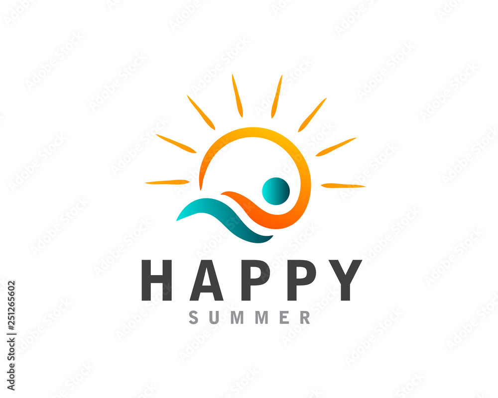happy human summer logo design inspiration happy human summer logo design inspiration