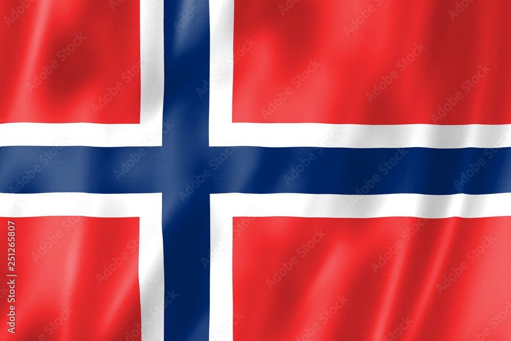 Fototapeta premium The Flag Of Norway. Waving the flag of the Kingdom of Norway.