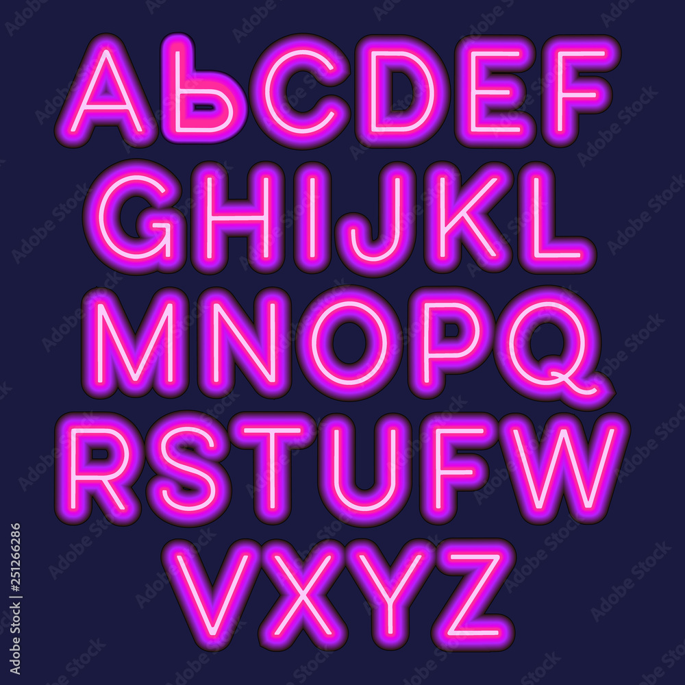 Neon lights alphabet. Neon lights alphabet.