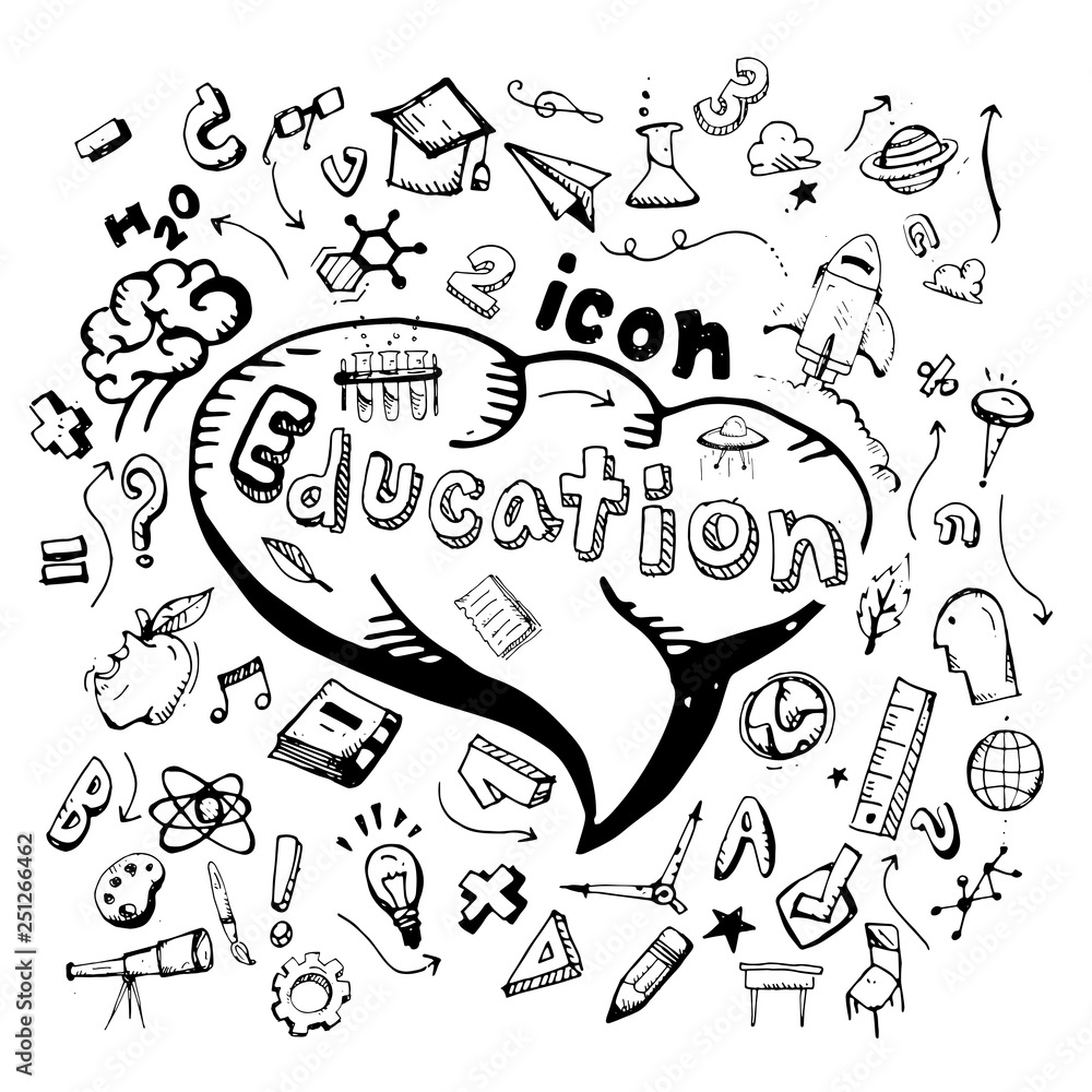 icon. Hand drawn.  education themed doodle. Vector flat illustration. on white background