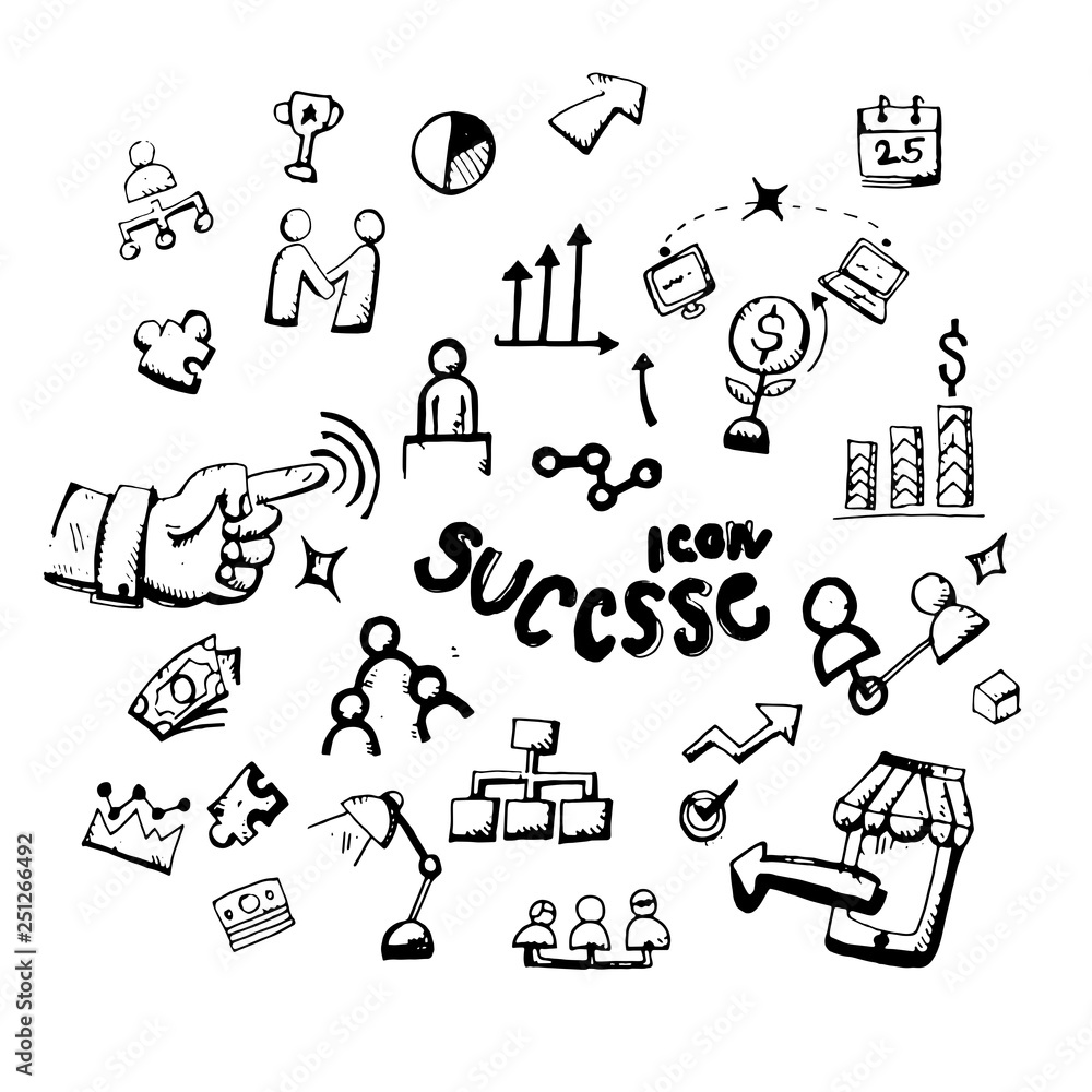 icon. Hand drawn.  success themed doodle. Vector flat illustration. on white background