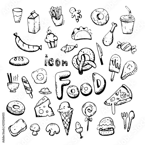 icon. Hand drawn.  food themed doodle. Vector flat illustration. on white background