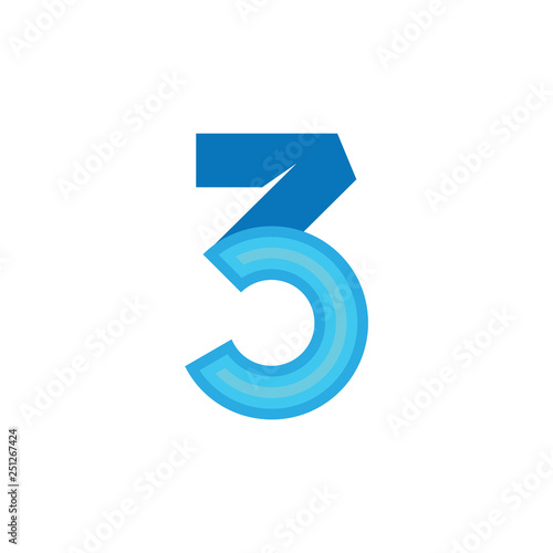 number 3c abstract gradient logo vector