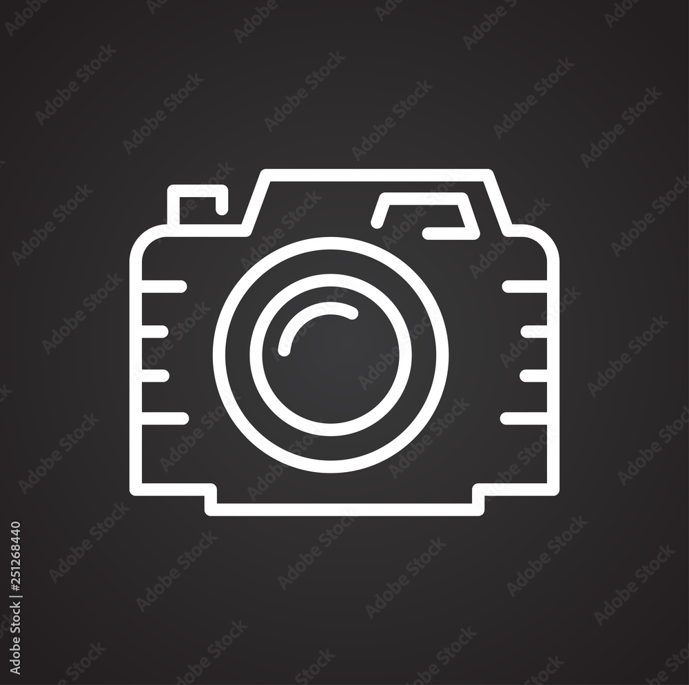Camera line icon on black background for graphic and web design, Modern simple vector sign. Internet concept. Trendy symbol for website design web button or mobile app Camera line icon on black background for graphic and web design, Modern simple vector sign. Internet concept. Trendy symbol for website design web button or mobile app