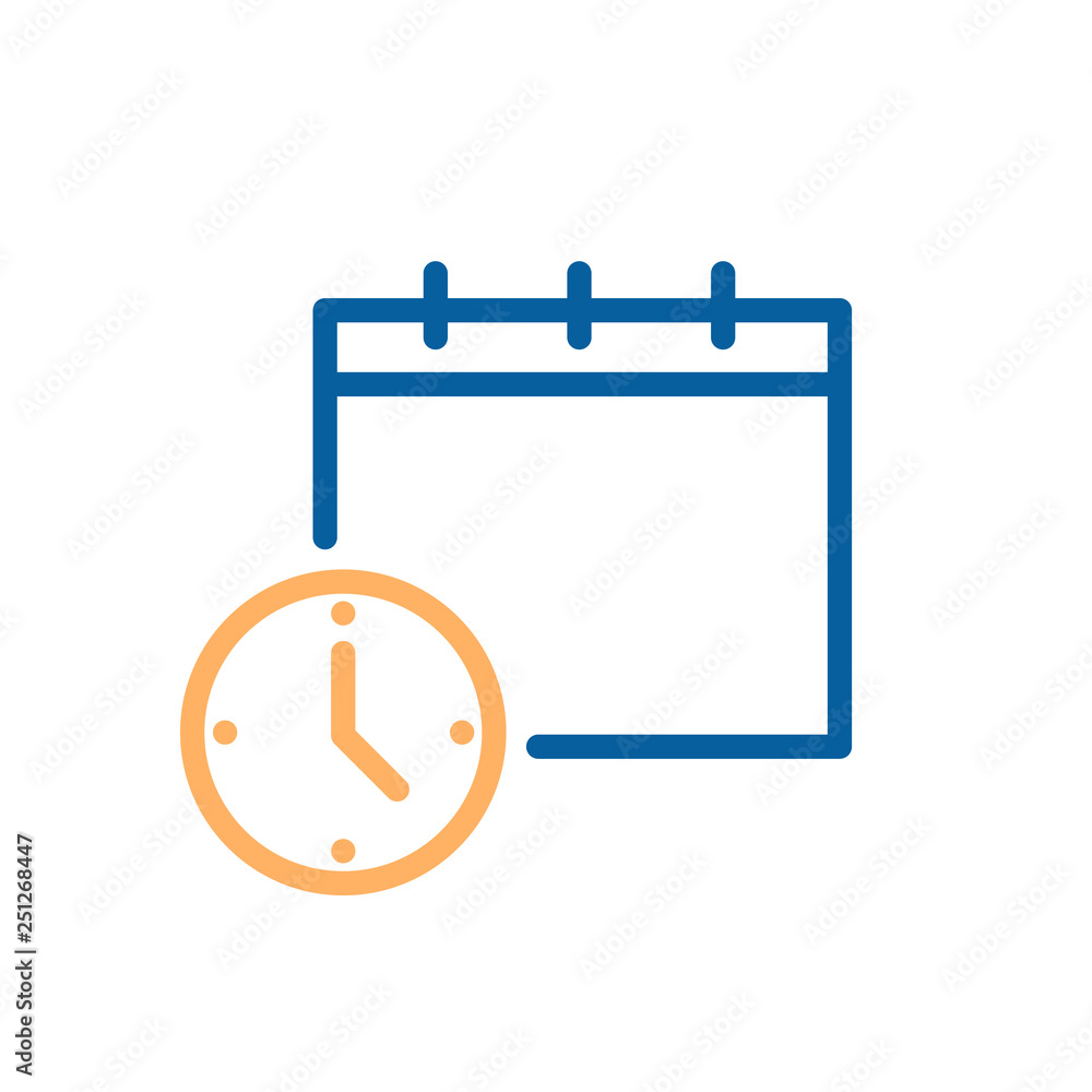 Clock and calendar simple icon. Vector illustration for business, schedule, office, routine, delivery days, deadline etc Clock and calendar simple icon. Vector illustration for business, schedule, office, routine, delivery days, deadline etc