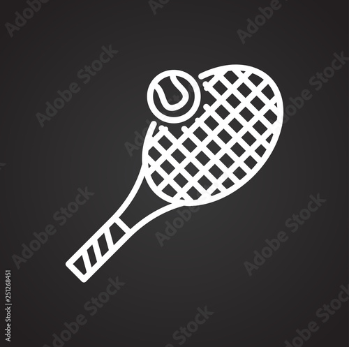 Tennis line icon on black background for graphic and web design, Modern simple vector sign. Internet concept. Trendy symbol for website design web button or mobile app