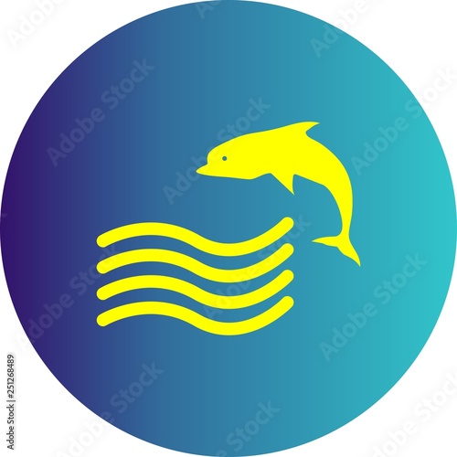 Vector Swimming Dolphin Icon