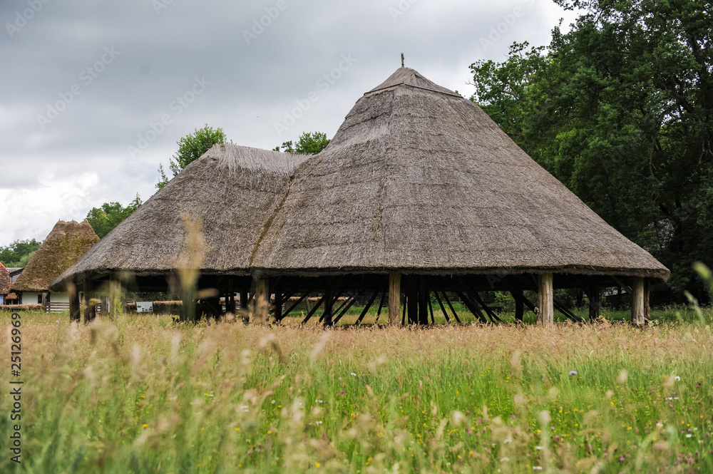 Old wooden open barn in ancient village Old wooden open barn in ancient village