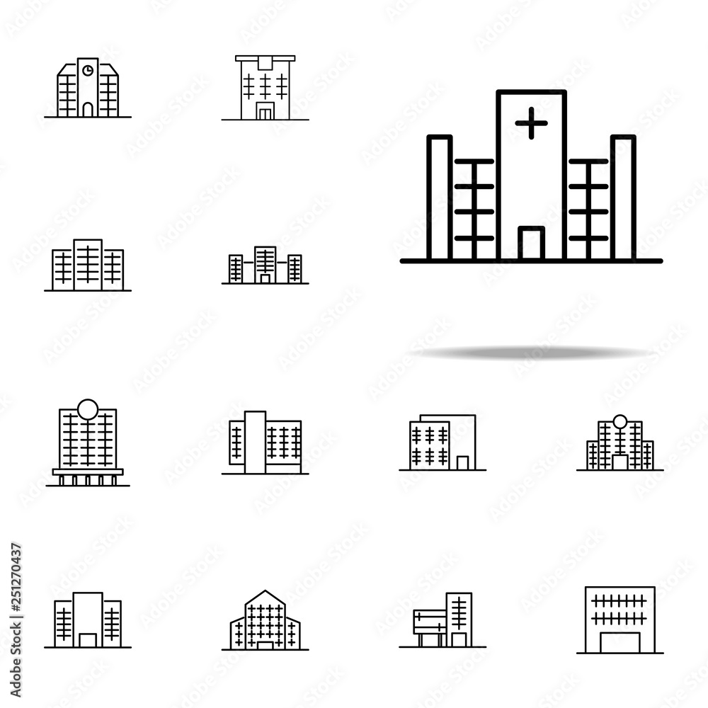 Building, hospital icon. Building icons universal set for web and mobile